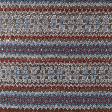 Italian Metallic Gold, Orange and Blue Geometric Brocade
