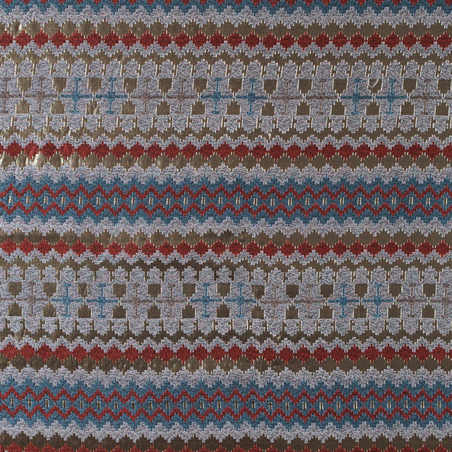 Italian Metallic Gold, Orange and Blue Geometric Brocade