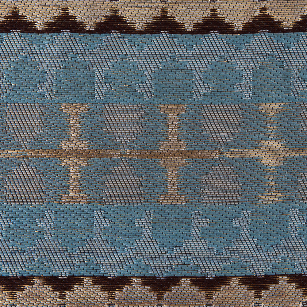 Italian Metallic Gold, Brown and Blue Geometric Brocade