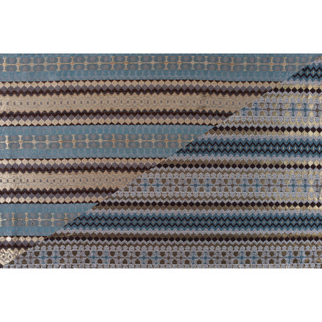 Italian Metallic Gold, Brown and Blue Geometric Brocade