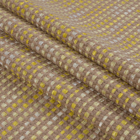 Beige and Yellow Blended Cotton Woven