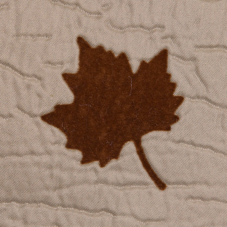 Beige and Gray Fused Double-Cloth Flocked with Brown Leaves