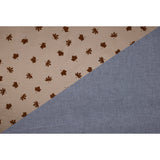 Beige and Gray Fused Double-Cloth Flocked with Brown Leaves