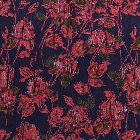 Metallic Coral/Blue/Green Floral Brocade