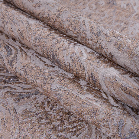 Metallic Gray and Almond Cream Abstract Brocade