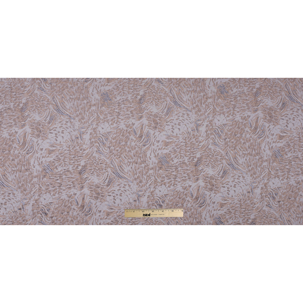 Metallic Gray and Almond Cream Abstract Brocade