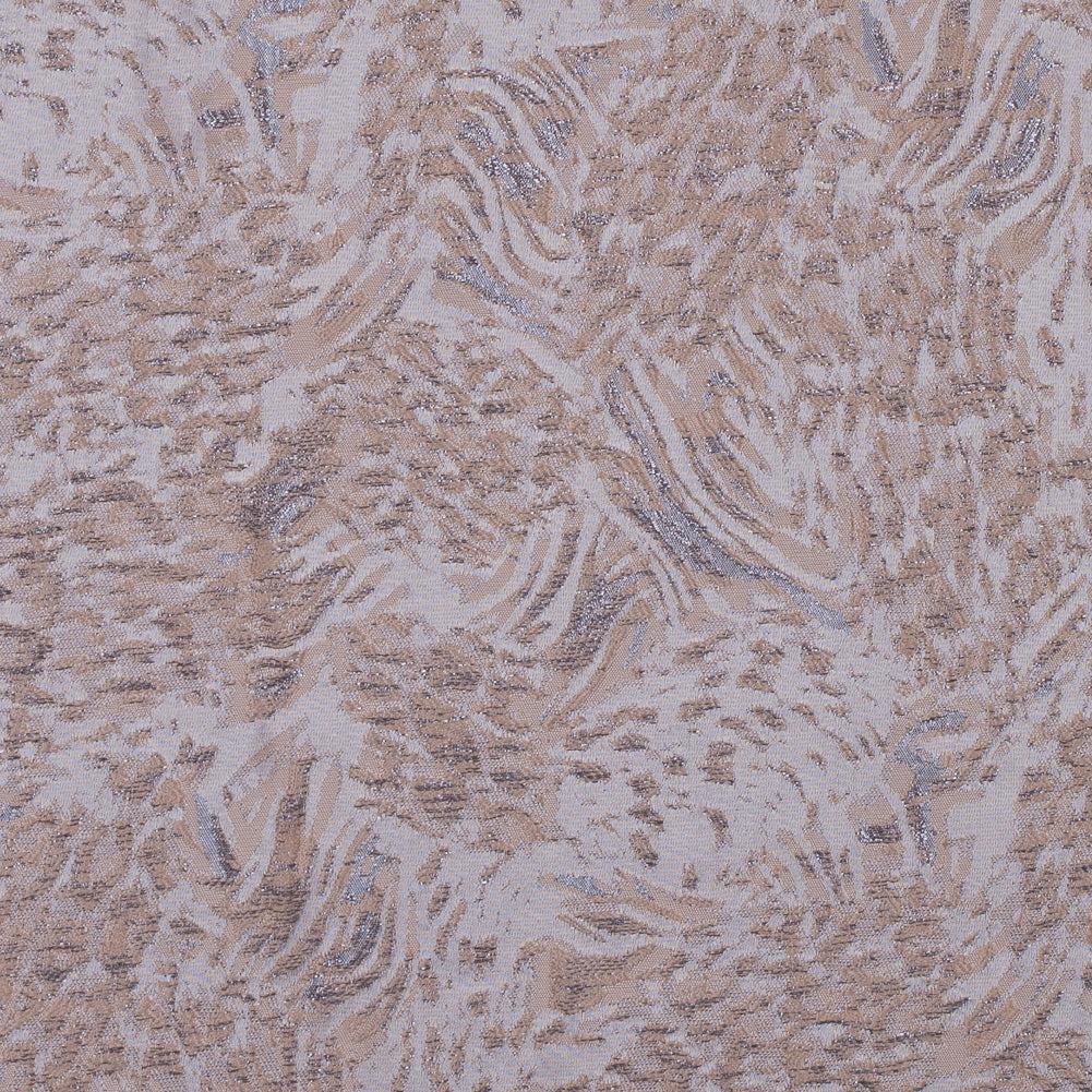 Metallic Gray and Almond Cream Abstract Brocade