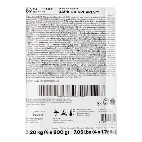 Callebaut Dark Crispearls 1.76 lb. - 4/Case