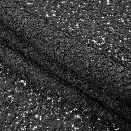 Black Geometric Stretch Puckered Lace