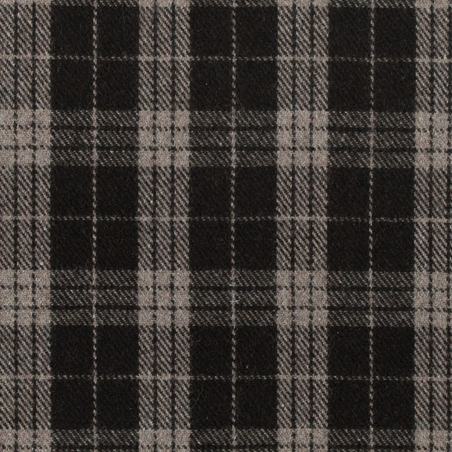 Italian Turkish Coffee Tartan Plaid Blended Wool Fleece Coating
