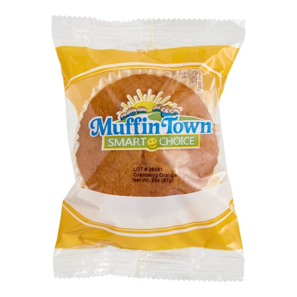 Muffin Town Smart Choice Individually Wrapped Cranberry Orange Muffin 2 oz. - 96/Case