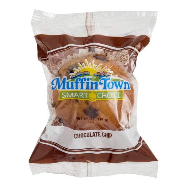 Muffin Town Smart Choice Individually Wrapped Chocolate Chip Muffin 1.8 oz. - 72/Case