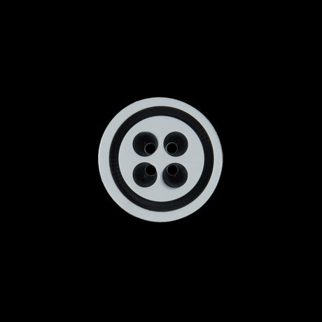 White and Black Plastic 4-Hole Button - 24L/15mm
