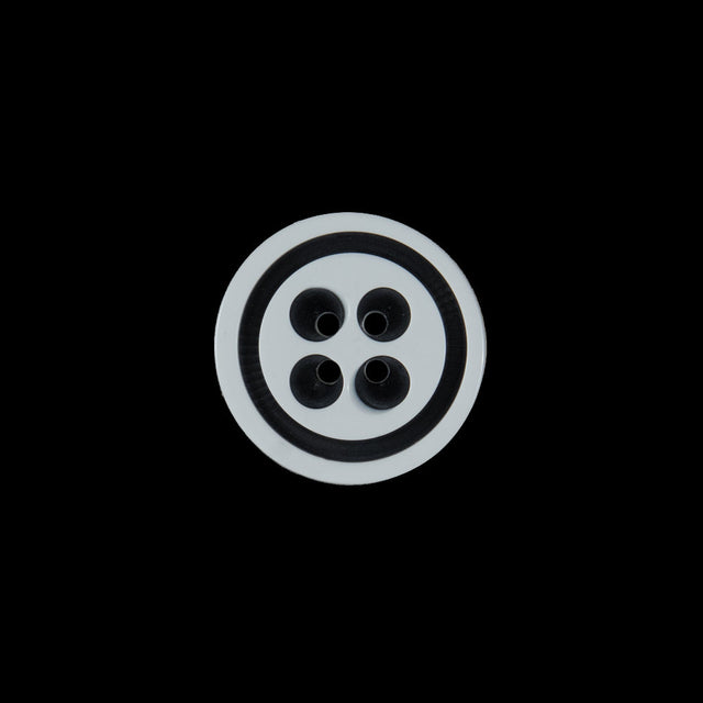 White and Black Plastic 4-Hole Button - 24L/15mm