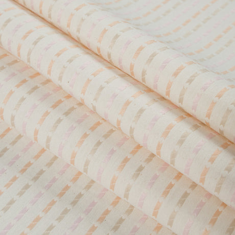Embroidered Stripes on an Ivory Cotton Woven