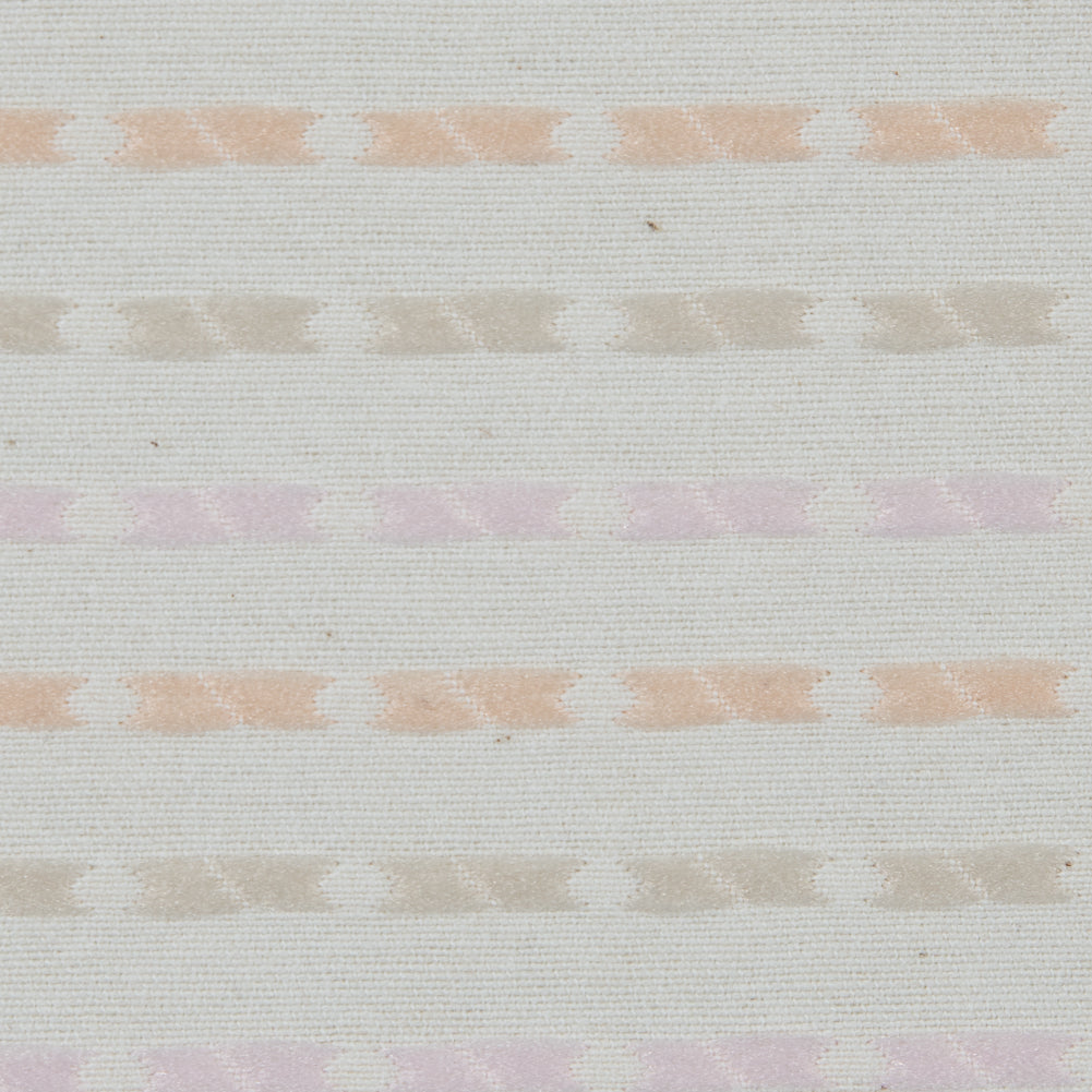 Embroidered Stripes on an Ivory Cotton Woven