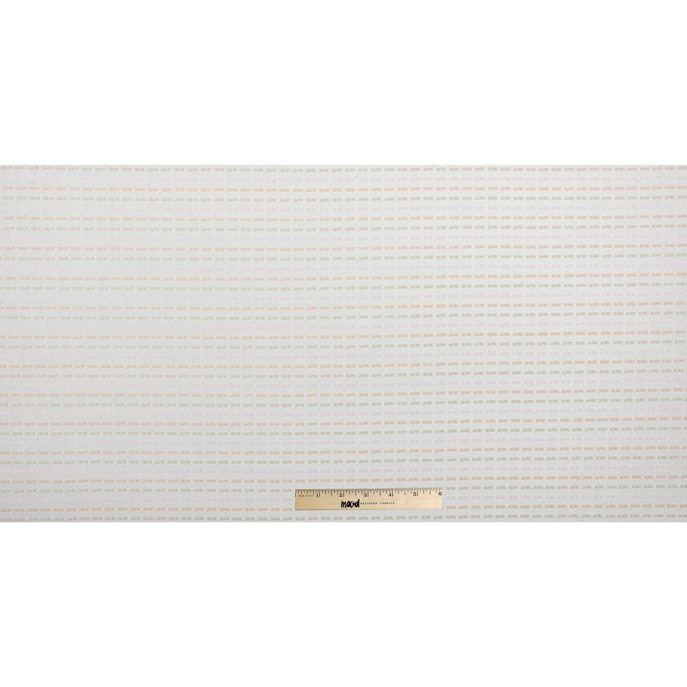 Embroidered Stripes on an Ivory Cotton Woven