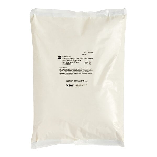 Frostline Premium Dairy-Based Vanilla Soft Serve and Shake Mix 4.74 lb. - 6/Case