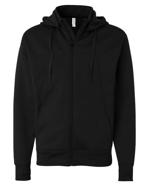 Black Independent Trading Co Unisex Poly-Tech Full-Zip Hooded Sweatshirt, size XS