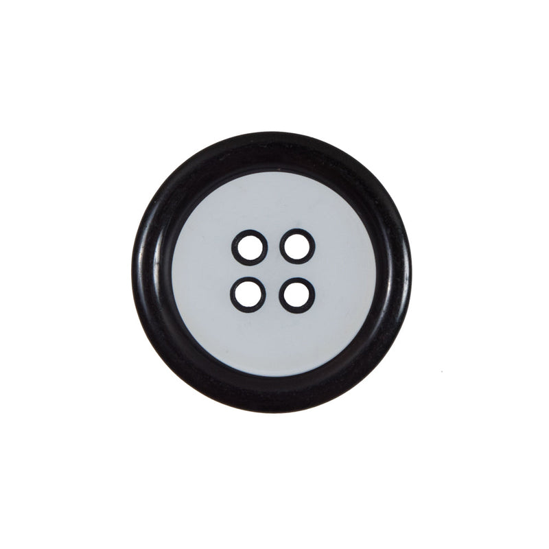 Clear and Black 4-Hole Plastic Button - 36L/23mm