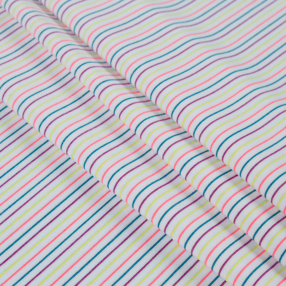 White and Multicolor Striped Wicking Jersey