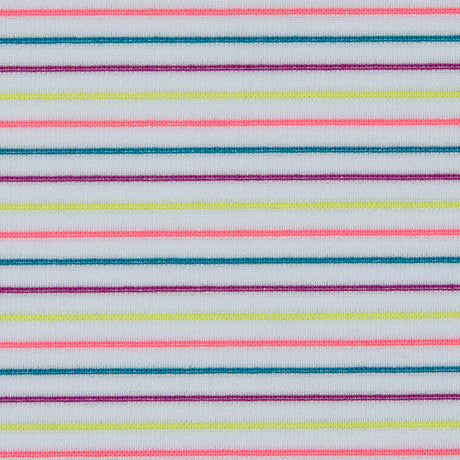 White and Multicolor Striped Wicking Jersey