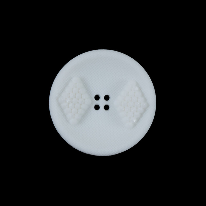 White Raised Textured 4-Hole Button - 36L/23mm