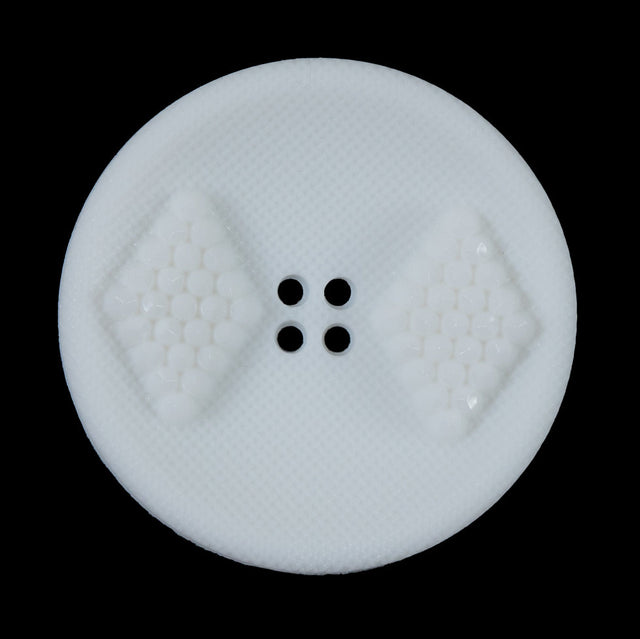 White Raised Textured 4-Hole Button - 54L/34mm