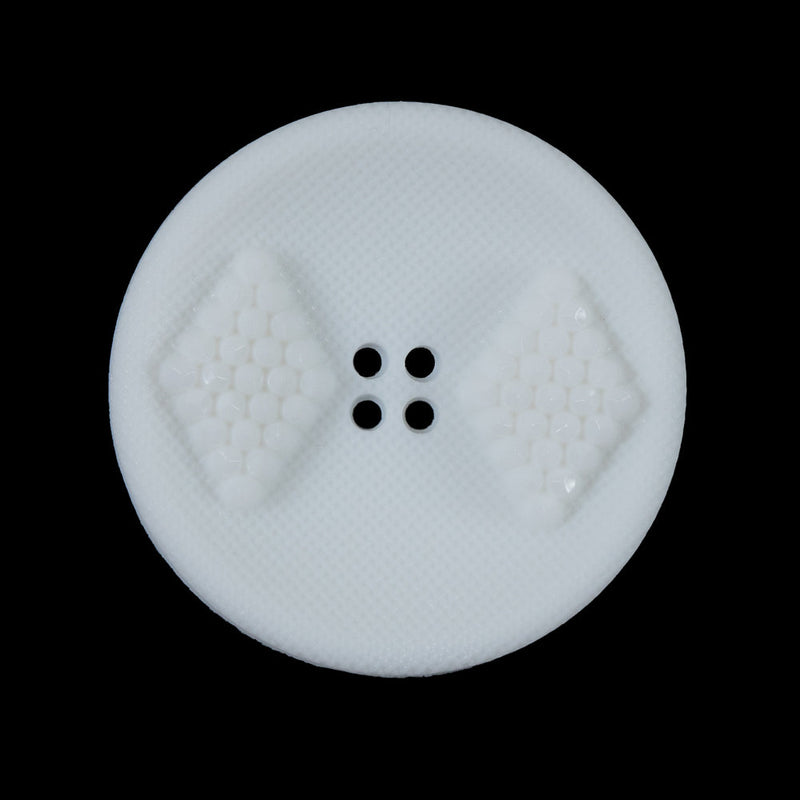 White Raised Textured 4-Hole Button - 44L/28mm