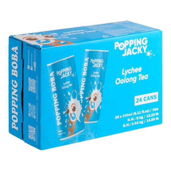 Possmei Popping Jacky Ready-to-Drink Lychee Oolong Bubble Tea 8 oz. - 24/Case