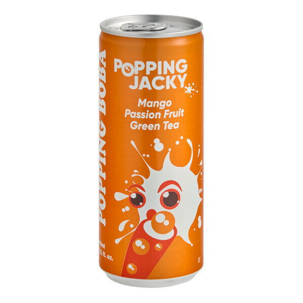 Possmei Popping Jacky Ready-to-Drink Mango Passion Fruit Green Tea Bubble Tea 8 oz. - 24/Case