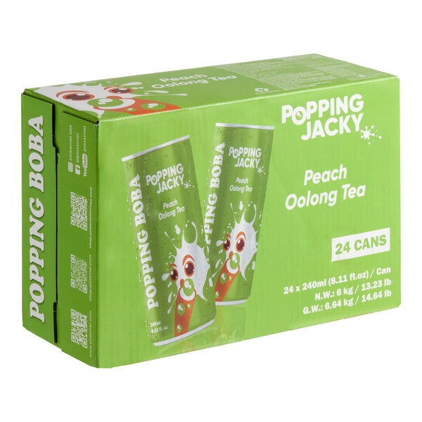 Possmei Popping Jacky Ready-to-Drink Peach Oolong Bubble Tea 8 oz. - 24/Case
