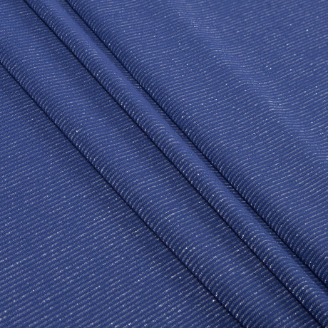 Violet and Metallic Silver Striped Stretch Nylon Jersey