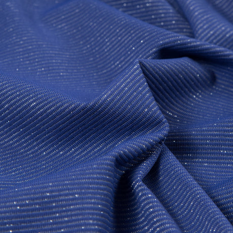 Violet and Metallic Silver Striped Stretch Nylon Jersey