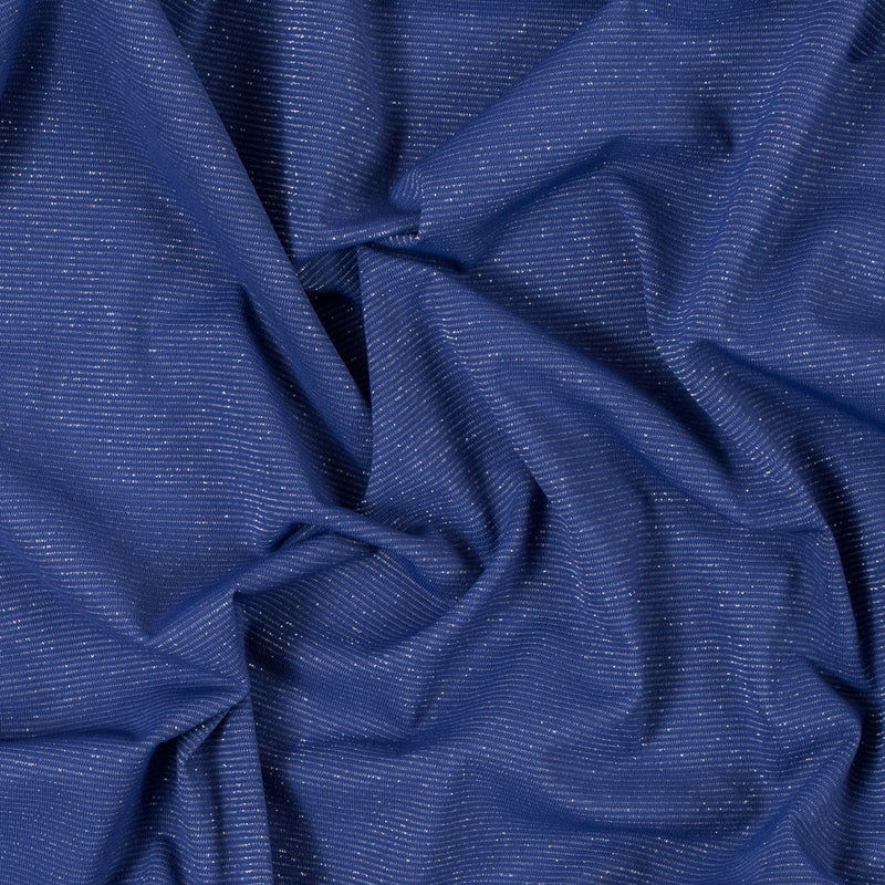 Violet and Metallic Silver Striped Stretch Nylon Jersey