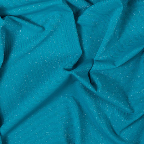 Surf Blue and Metallic Silver Striped Stretch Nylon Jersey