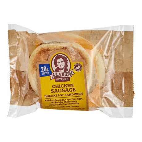 Clara's Kitchen Chicken Sausage Breakfast Sandwich 5 oz. - 12/Case