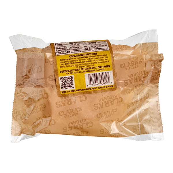 Clara's Kitchen Chicken Sausage Breakfast Sandwich 5 oz. - 12/Case
