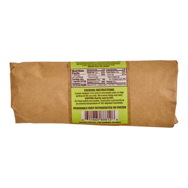 Clara's Kitchen Vegan Plant-Based Tofu Scramble Breakfast Burrito 8 oz. - 12/Case