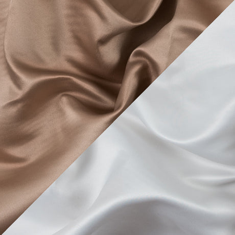 Tan and White Two-Tone Double Duchesse Satin