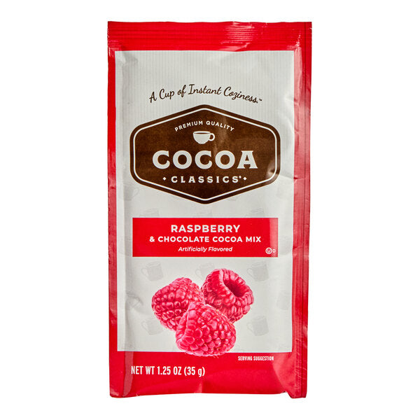 Cocoa Classics Raspberry and Chocolate Cocoa Mix Packet 1.25 oz. - 36/Case
