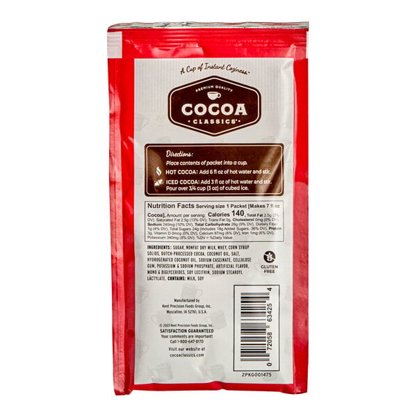 Cocoa Classics Raspberry and Chocolate Cocoa Mix Packet 1.25 oz. - 36/Case