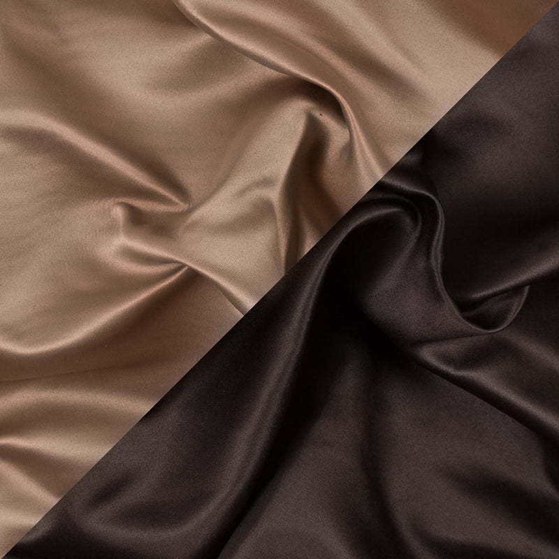 Brown and Tan Two-Tone Double Duchesse Satin