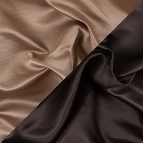 Brown and Tan Two-Tone Double Duchesse Satin