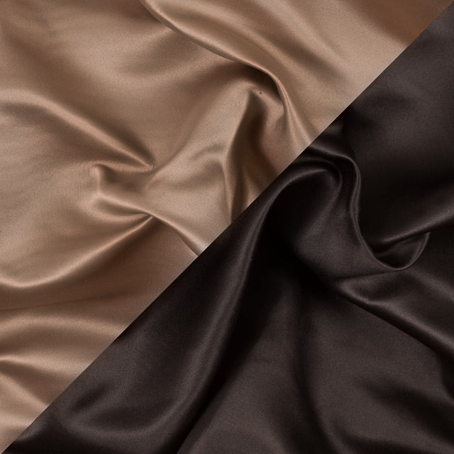 Brown and Tan Two-Tone Double Duchesse Satin