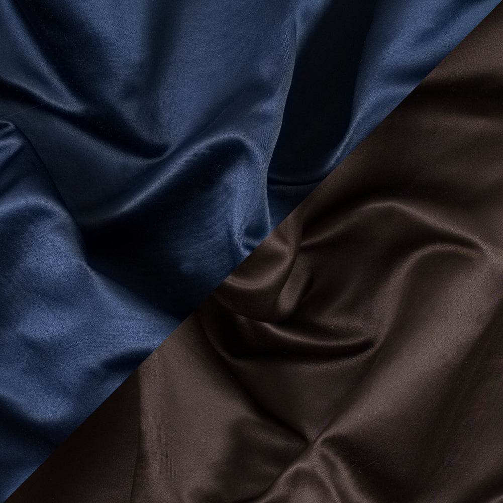 Brown and Navy Two-Tone Double Duchesse Satin