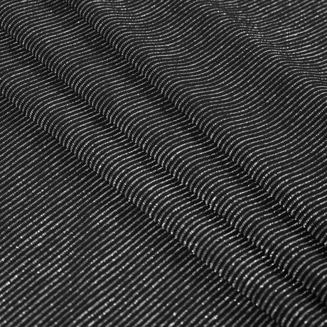 Black and Metallic Silver Striped Stretch Nylon Jersey