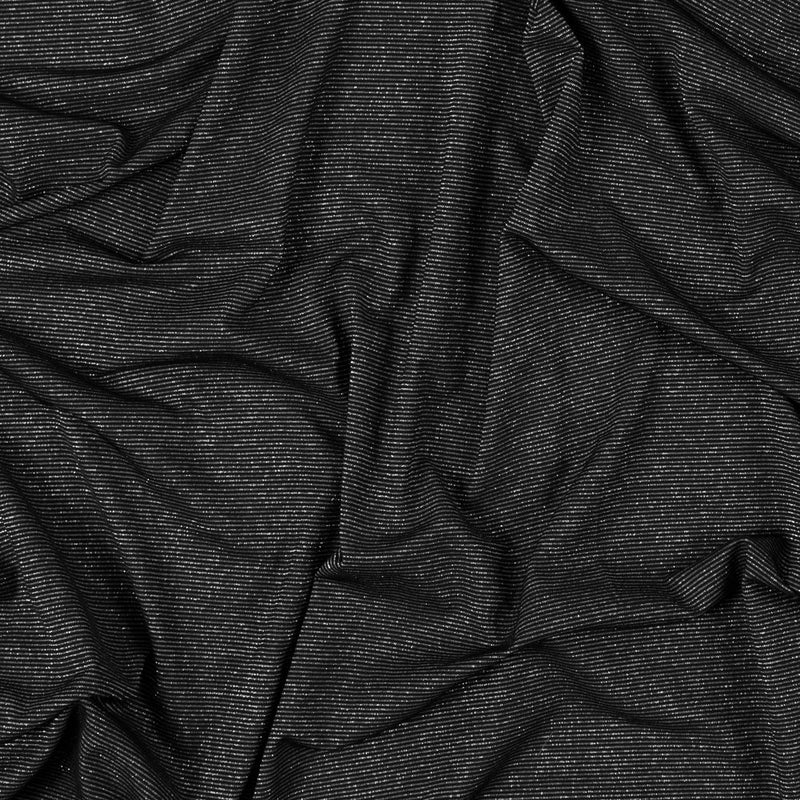 Black and Metallic Silver Striped Stretch Nylon Jersey
