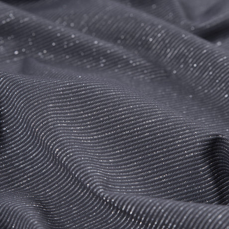 Gray and Metallic Silver Striped Stretch Nylon Jersey
