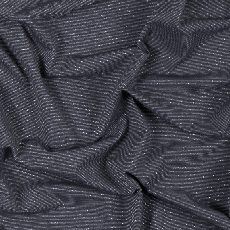 Gray and Metallic Silver Striped Stretch Nylon Jersey